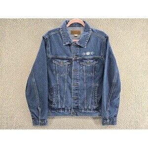 Denim Jacket Homeslice Pizza Mens Medium Austin TX Port Authority